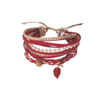 Πολύσειρο boho, handmade κόκκινο βραχιόλι.