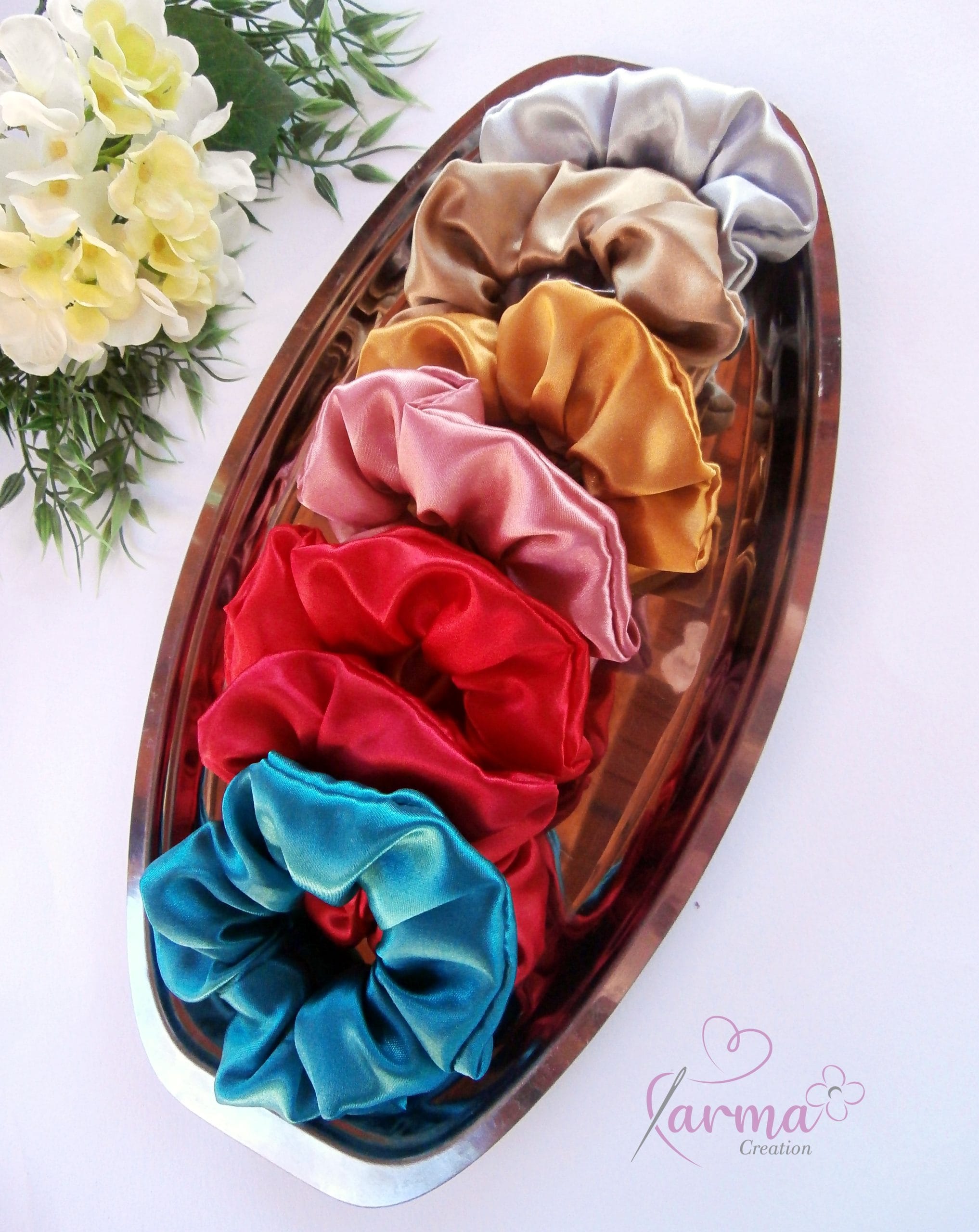 Σατέν λαστιχάκια scrunchies χειμερινά χρώματα