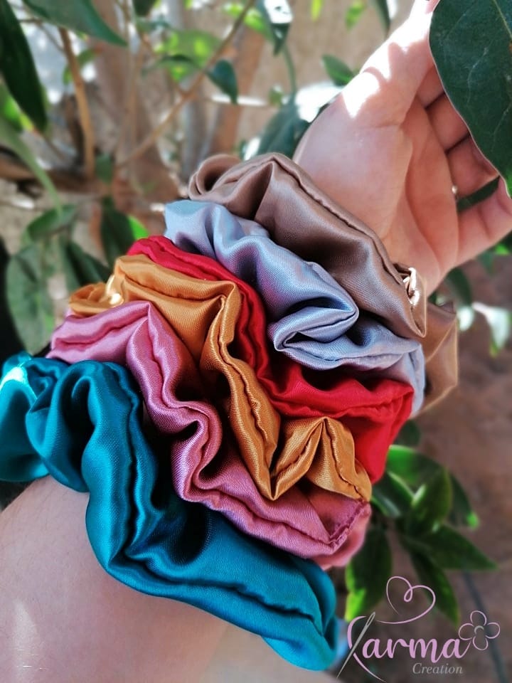 Σατέν λαστιχάκια scrunchies χειμερινά χρώματα