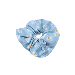 Scrunchie - Λαστιχάκι μαλλιών | Μαργαρίτες σε θαλασσί