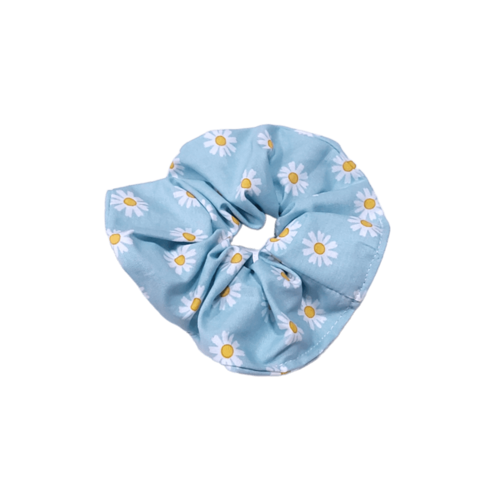 Scrunchie – Λαστιχάκι μαλλιών | Μαργαρίτες σε θαλασσί