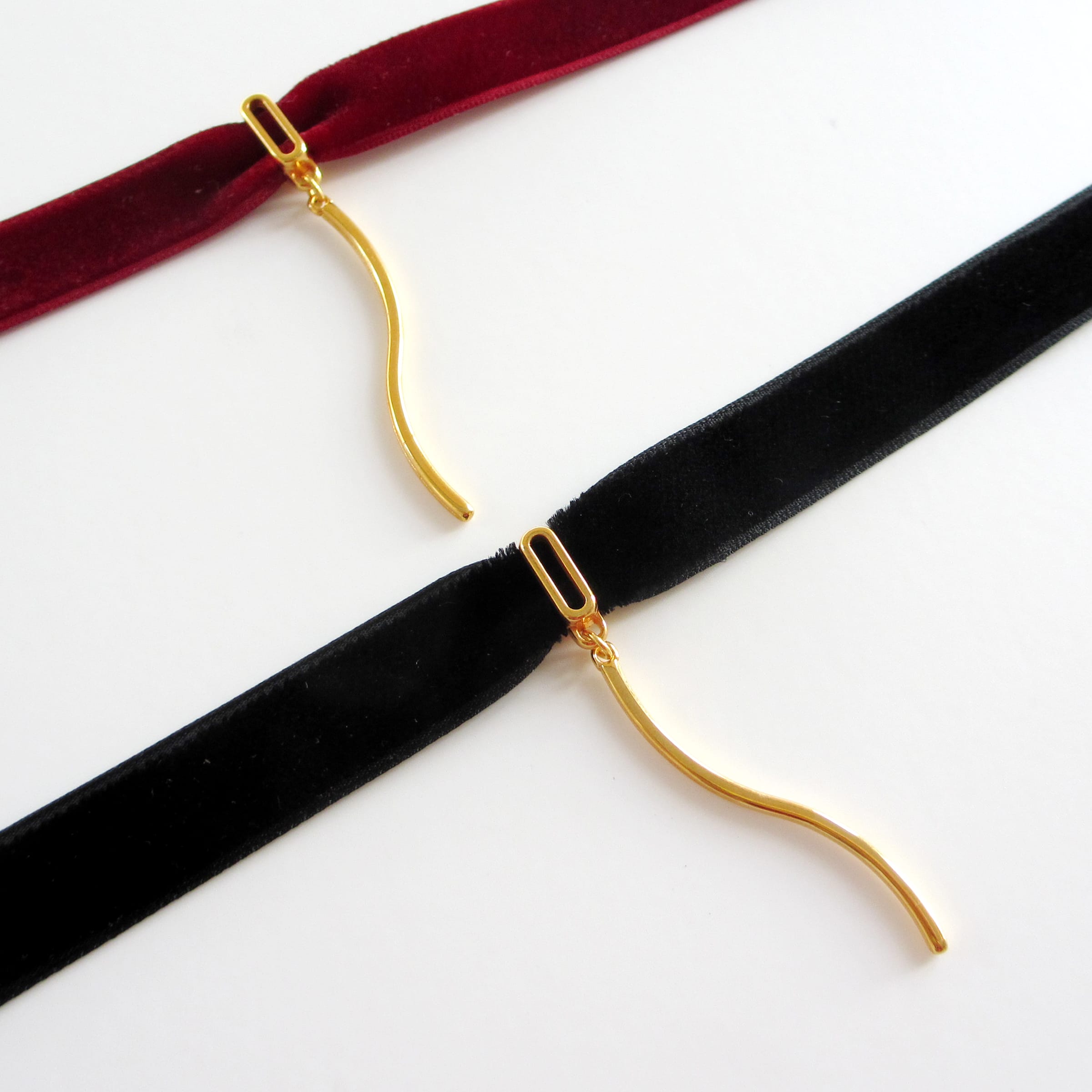 Velvet long flow choker - Βελούδινο τσόκερ μπορντό
