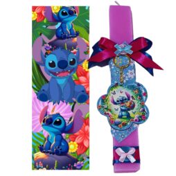Πασχαλινή λαμπάδα Stitch με πλάτη