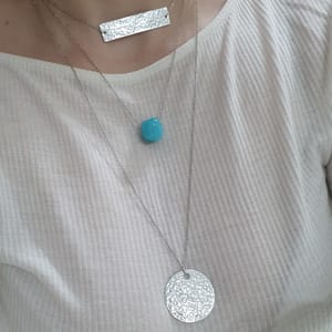 Χειροποίητο Τριπλό Κολιέ (Layering) Σφυρήλατο με Πέτρα Τιρκουάζ