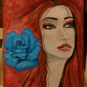 Blue rose girl πίνακας