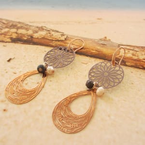 Σκουλαρίκια Filigree Round flower and tears