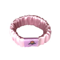 Λάστιχο μαλλιών σατέν φαρδύ, large, pink