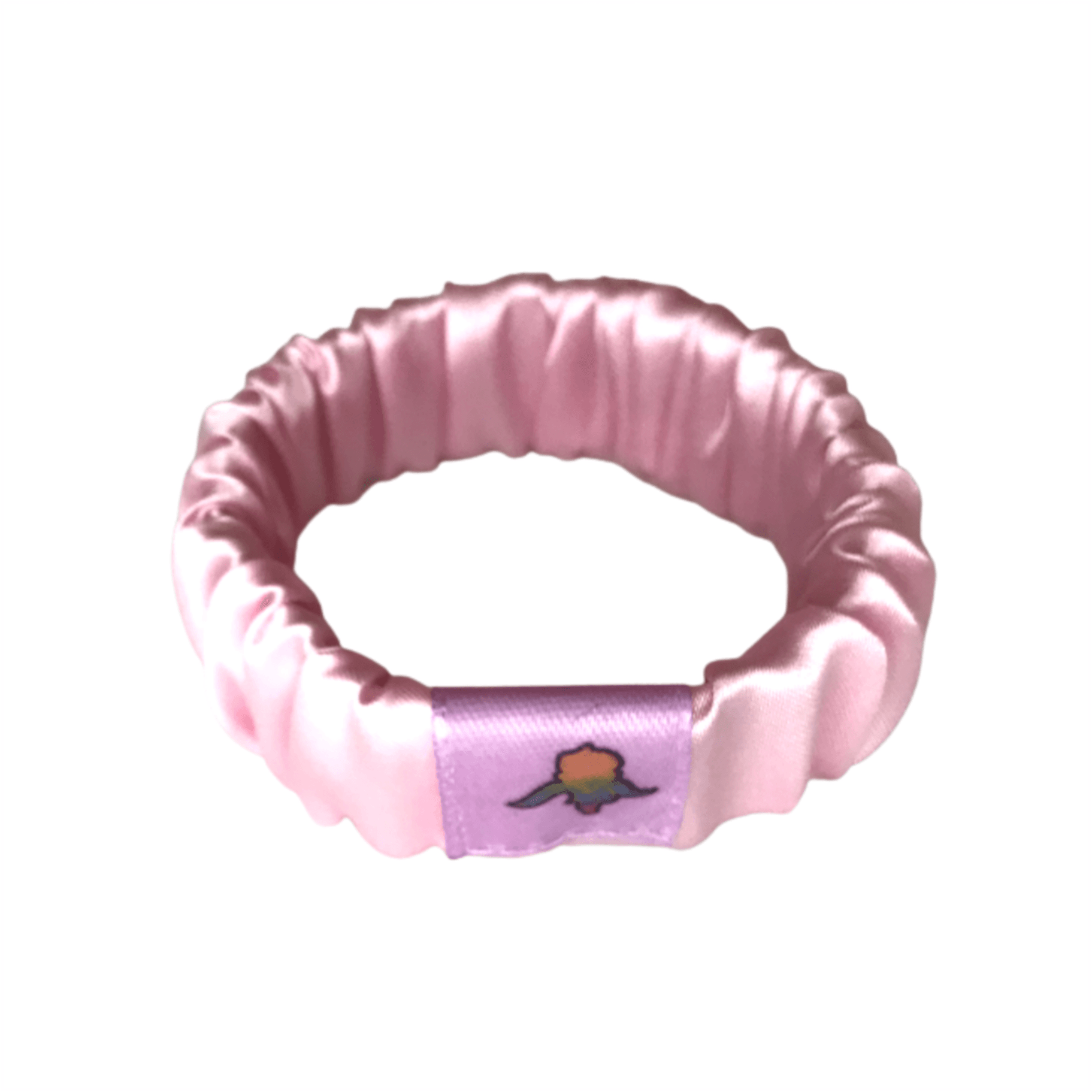 Λάστιχο μαλλιών σατέν φαρδύ, large, pink