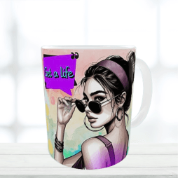 Κεραμική λευκή κούπα 325 ml - Pop art Quote "Get a life"