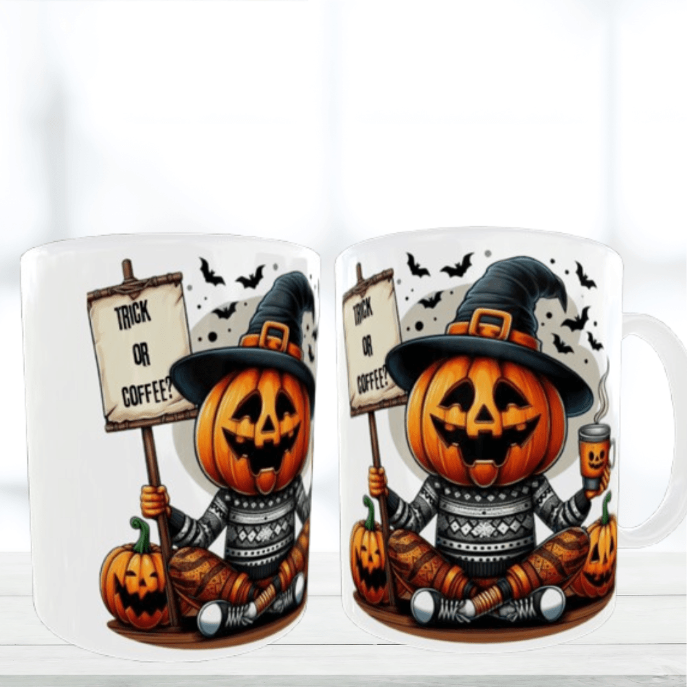 Κεραμική λευκή κούπα 325 ml Halloween- Trick or coffee