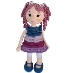Χειροποίητη κούκλα (amigurumi) “Βιολέτα”, ύψους 40 εκ.