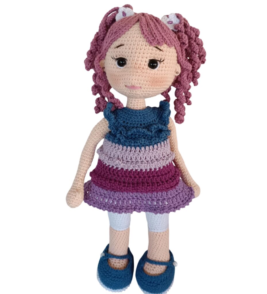 Χειροποίητη κούκλα (amigurumi) "Βιολέτα”, ύψους 40 εκ.