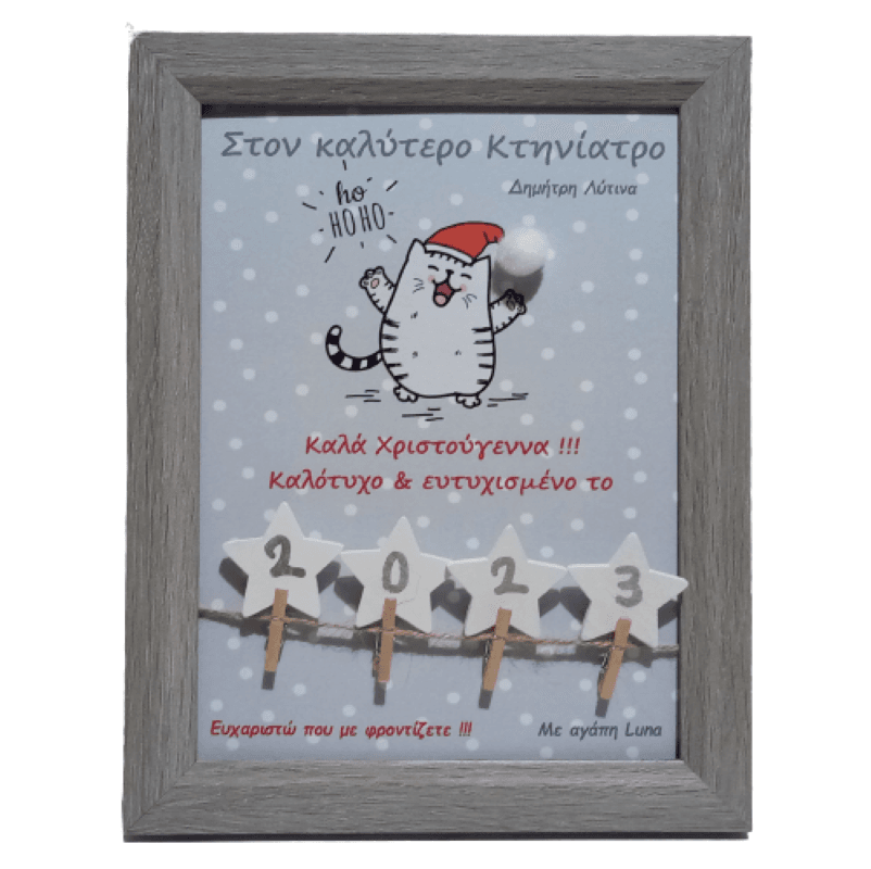 Καδράκι Προσωποποιημένο για τον αγαπημένο σας Κτηνίατρο Χριστουγεννιάτικο (23x18εκ.)