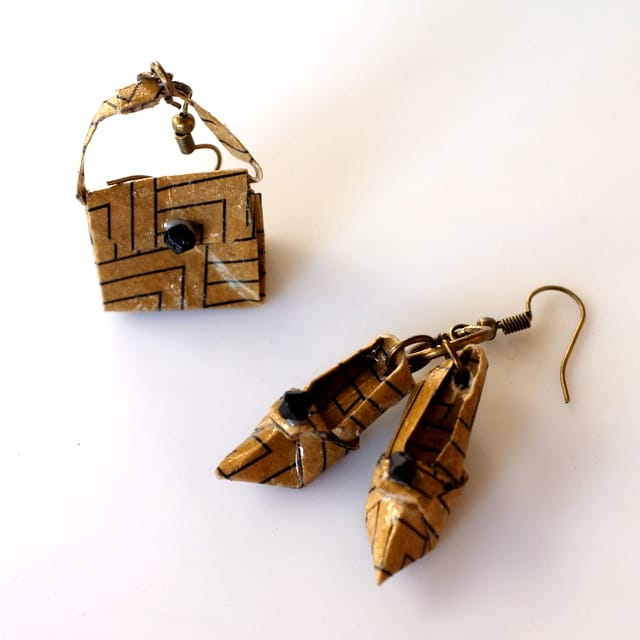 Σκουλαρίκια origami τσάντα-παπούτσι