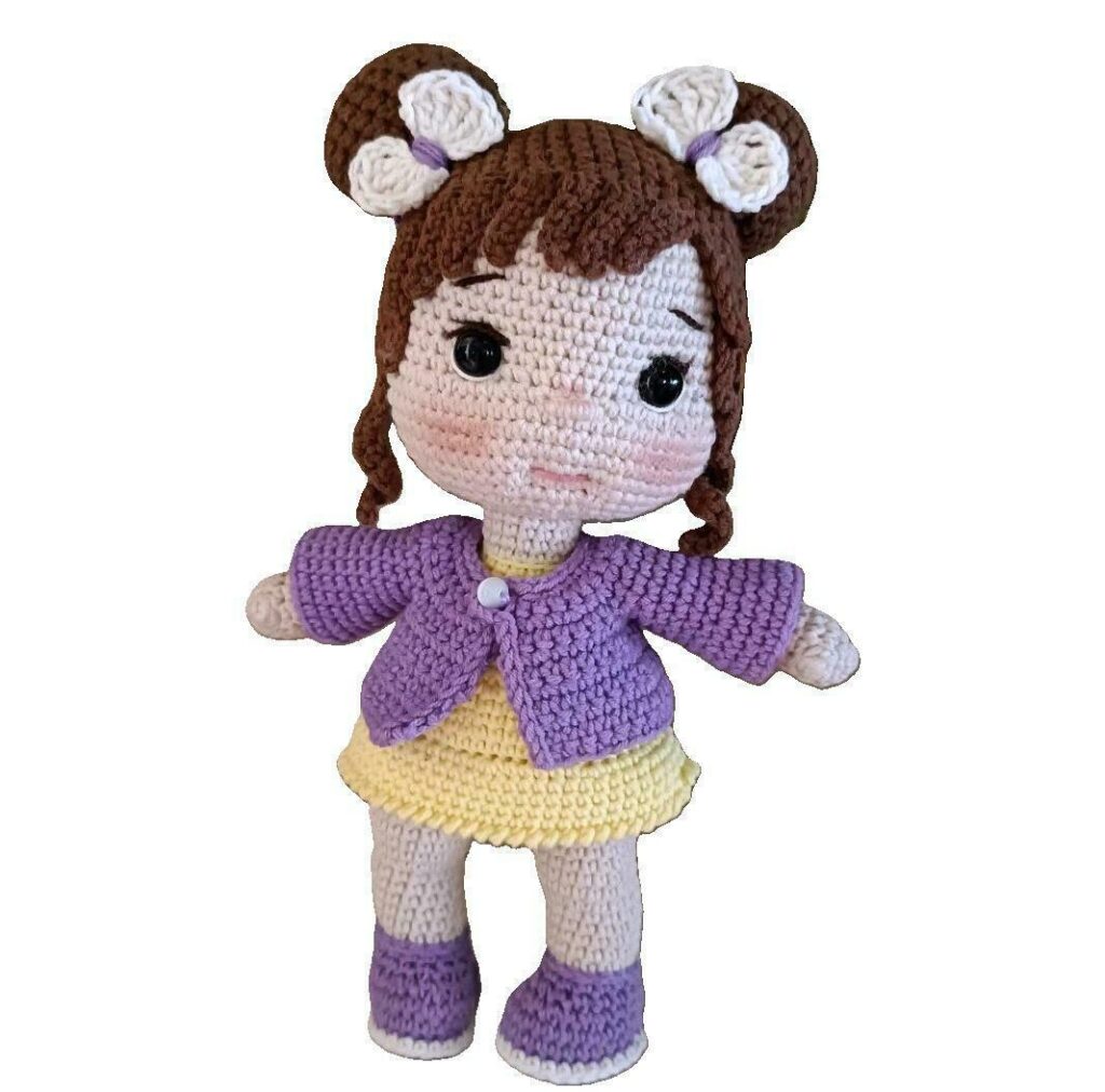Κούκλα πλεκτή χειροποίητη, amigurumi, ύψους 26 εκ. "Έλενα"